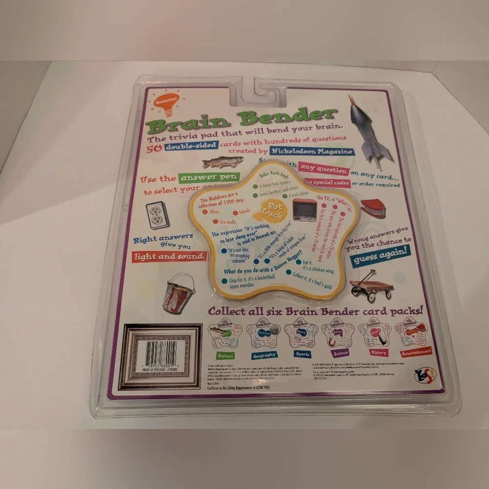 Vintage 1995 Nickelodeon Brain Bender Trivia - Still In Original Packaging